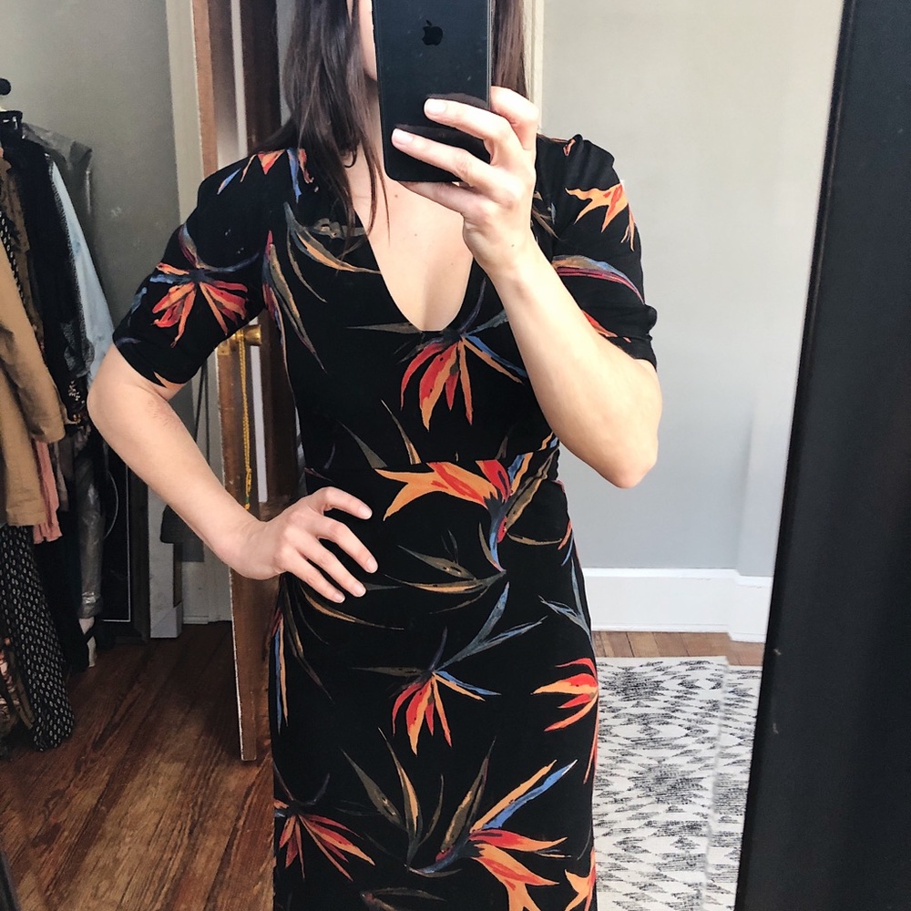 Free People Black Midi Fitted Dress